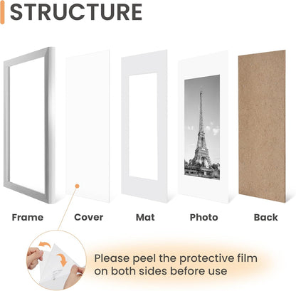 Upsimples 8x10 Picture Frame Set of 5 - Elegant Silver Frames for 5x7 or 8x10 Photos | Wall Gallery Display
