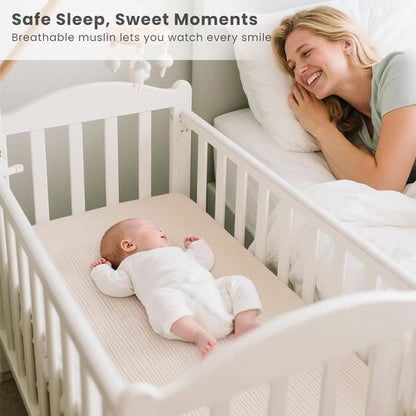 Konssy Muslin Fitted Bassinet Sheets - Soft & Cozy 2 Pack for Baby Girl/Boy | Fits Oval & Rectangle Mattresses