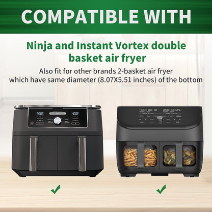 SIUDANGKA Disposable Air Fryer Liners - 125 Pcs Rectangle Parchment Sheets for Ninja Dual Fryer