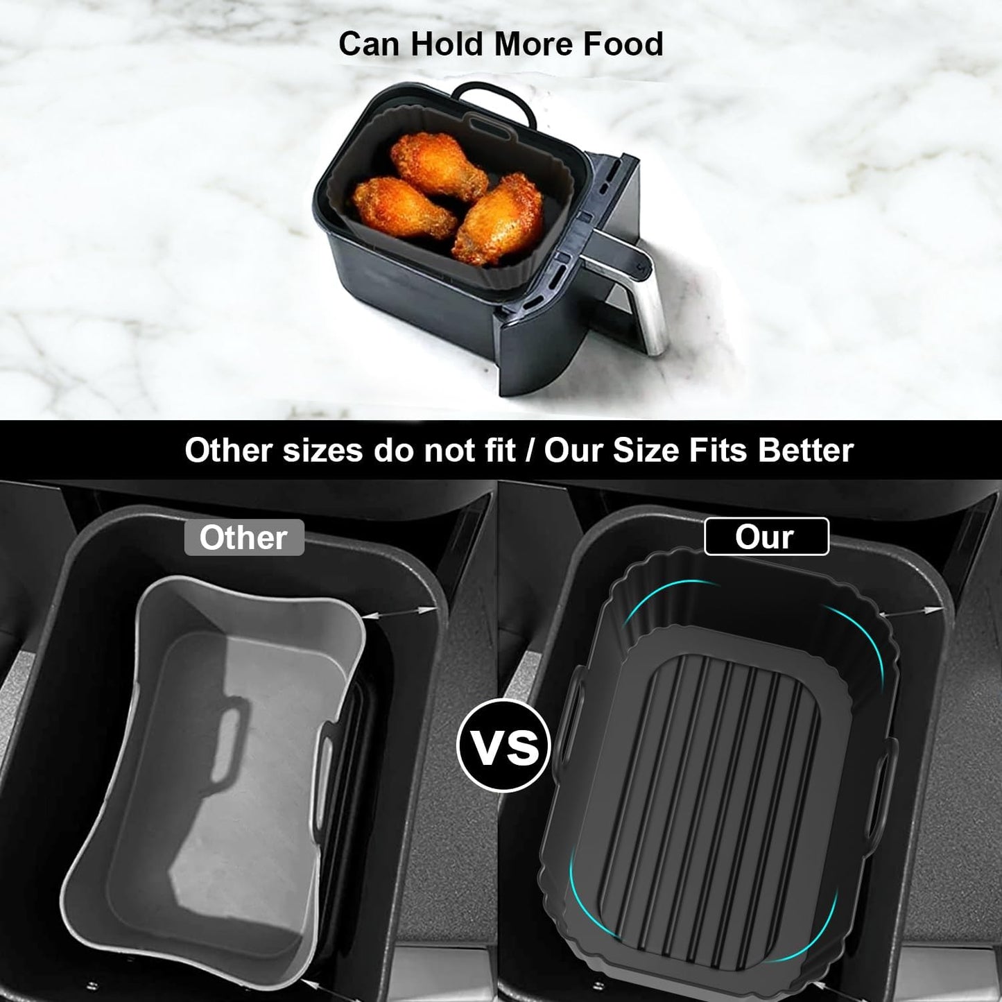 Skiennix Silicone Air Fryer Liners - Reusable for Ninja Foodi & COSORI 9QT | 2 Pack, Easy Clean