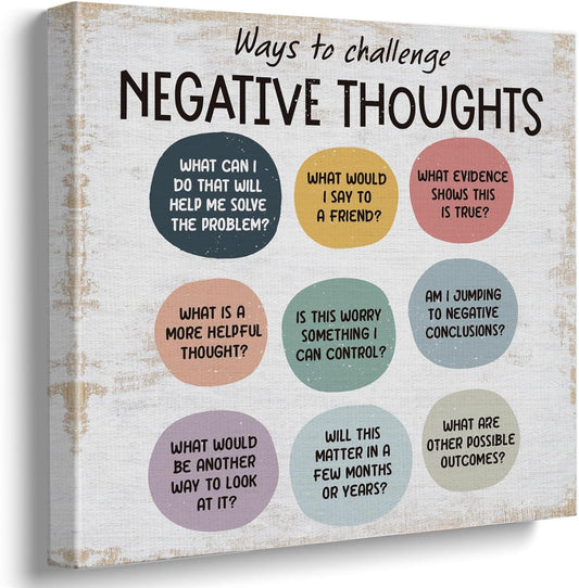 Regine Switzerland Positive Mental Health Canvas Wall Art - Rustic Framed Therapy Decor | 11.8x11.8 Inch