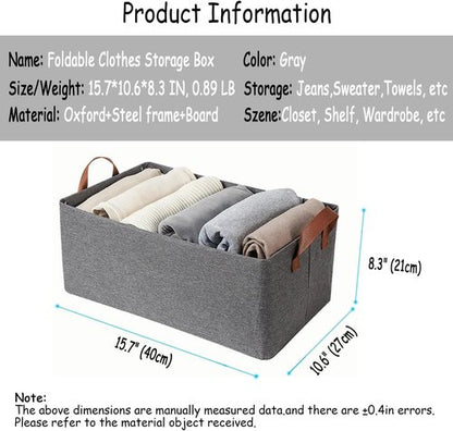 AARAINBOW Linen Closet Organizer - Stackable Fabric Storage Bins with Steel Frame | 4-Pack Gray, 23L