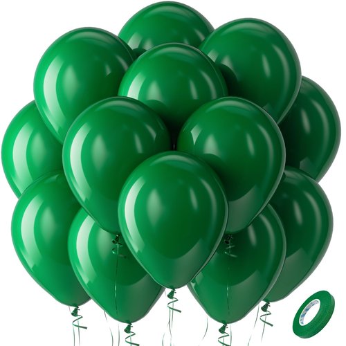 Bezente Green Balloons Latex Party Balloons - 100 Pack 12 inch Round Helium Balloons for St. Patrick's Day Dark Green Themed Wedding Graduation Birthday Party Backdrop Decorations