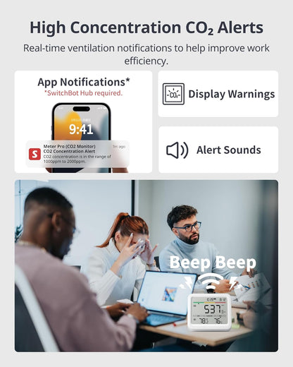 SwitchBot CO2 Detector - Portable Indoor Air Quality Monitor for CO2, Temperature & Humidity