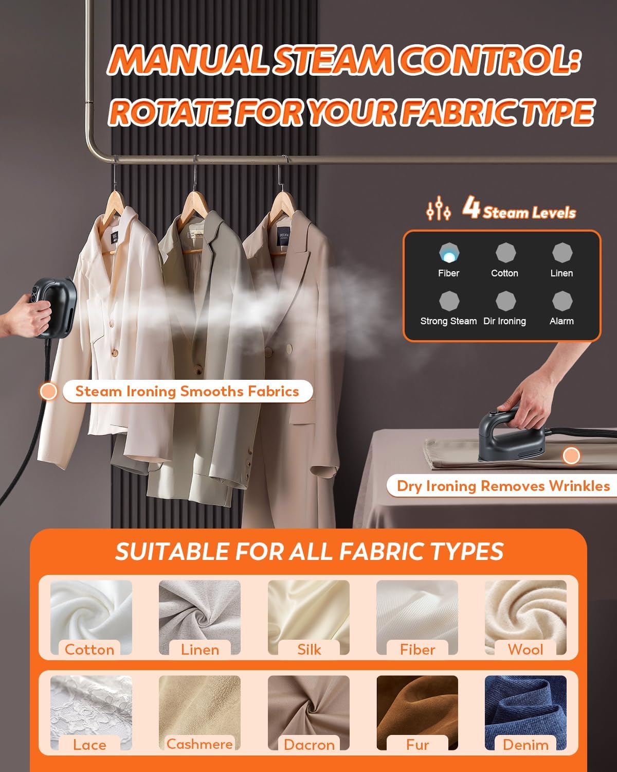 2200W Professional Steam Station by [Brand Name] - Dual Rapid Heat System & 1.2L Tank for 65 Mins of Steam | Silver-Grey Clothing Iron with Auto Shut-Off
