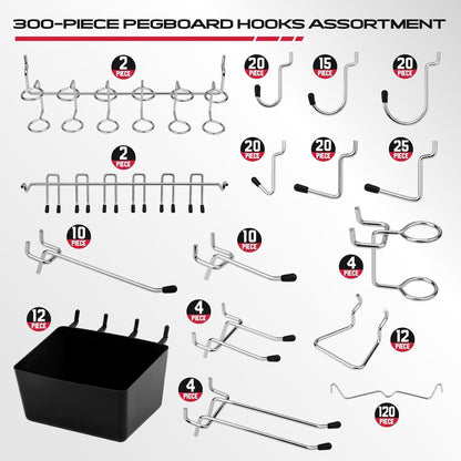 Pegboard Hook Set by [Brand Name] - 300 Durable Metal Hooks for Tool Organization | Perfect for Garage & Craft Storage