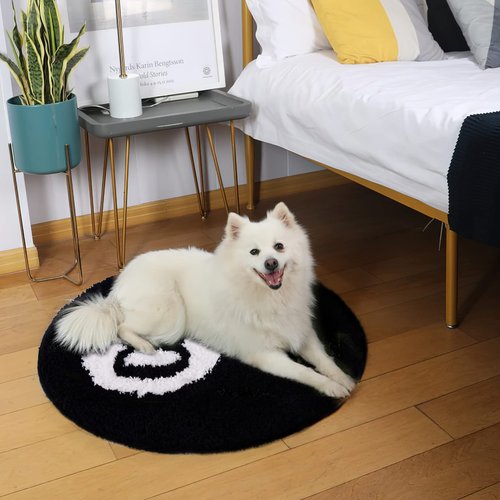 8 Ball Rug - 24 inch Black Round Carpet Billiard Pool 8 Ball Carpet, Non-Slip Flocking Floor Bath Mat for Living Room Decor, Alt Room Decor Soft Y2K Rug Hypebeast Doormat for Bedroom