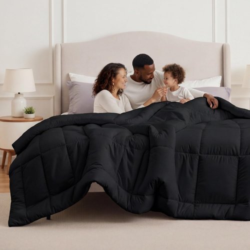 Bedsure Comforter Duvet Insert - Oversized King Size All-Season GentleSoft Down Alternative | Black 116 x 98 Inches