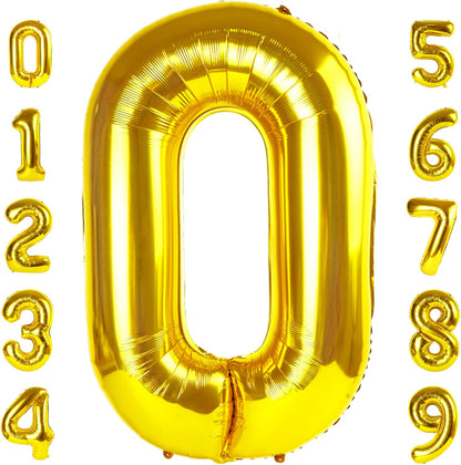 Number 0 Balloons - 40 Inch Gold Number Balloons for Birthday & Wedding Decorations