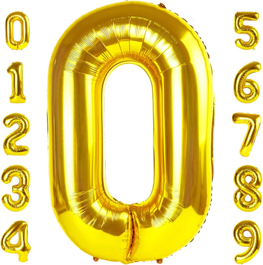 Number 0 Balloons - 40 Inch Gold Number Balloons for Birthday & Wedding Decorations