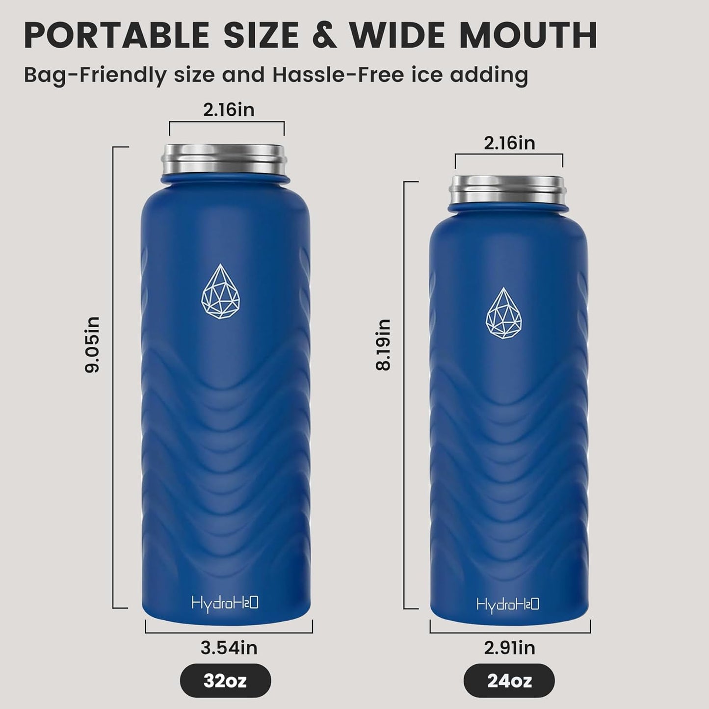 Skiennix 24oz Stainless Steel Insulated Water Bottle - 48H Cold & 24H Hot, Leak-Proof, BPA-Free | Blue