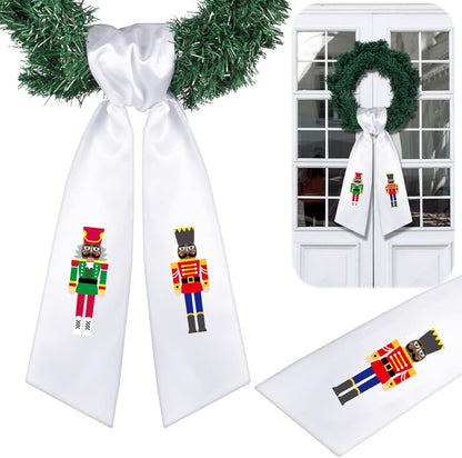 Skiennix Wreath Sash - Elegant Satin Ribbon for Front Door Decor | Monogrammed Blank Sashes (White)
