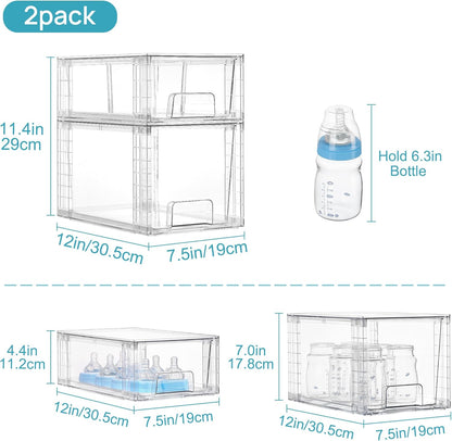 Vtopmart Clear Stackable Storage Drawers - Easy Assembly Organizers for Kitchen, Bathroom & Pantry | 4 Pack