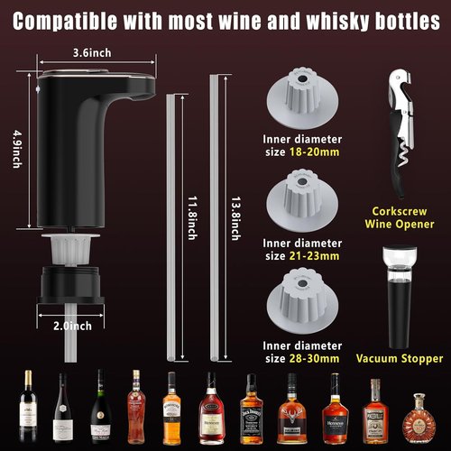Electric Wine Aerator, Rechargeable Wine Dispenser & Decanter, 1-999ML Quantitative Pour, Self-Clean & LED Touch Screen, Automatic Wine Pourer Ideal Gift for Wine Lovers Women and Men