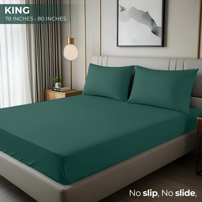 Utopia Bedding King Fitted Sheet - Bottom Sheet - Deep Pocket - Soft Microfiber - Shrinkage and Fade Resistant - Easy Care -1 Fitted Sheet Only (Emerald)