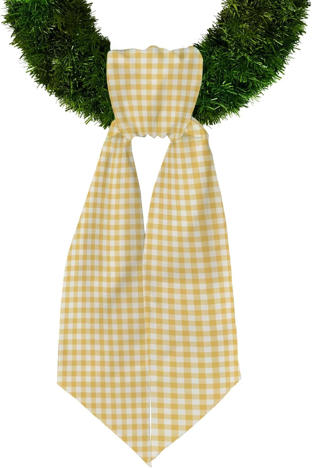 Yellow Buffalo Plaid Burlap Sash | Fall Thanksgiving Wreath Accessories for Front Door Decor