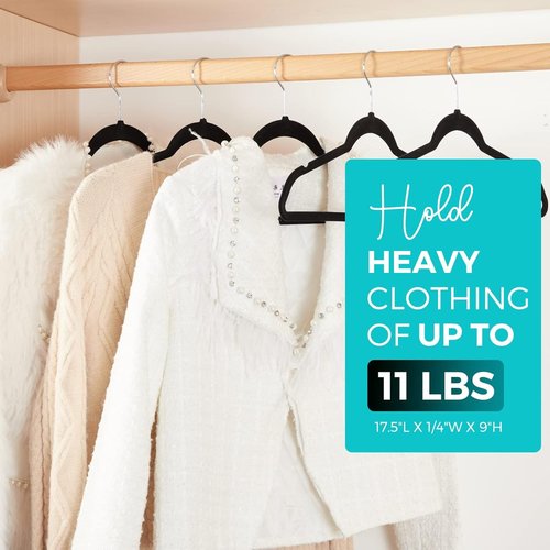 HOUSE DAY Premium Velvet Hangers - 50 Pack Black Non-Slip Flocked Felt Hangers for Space Saving