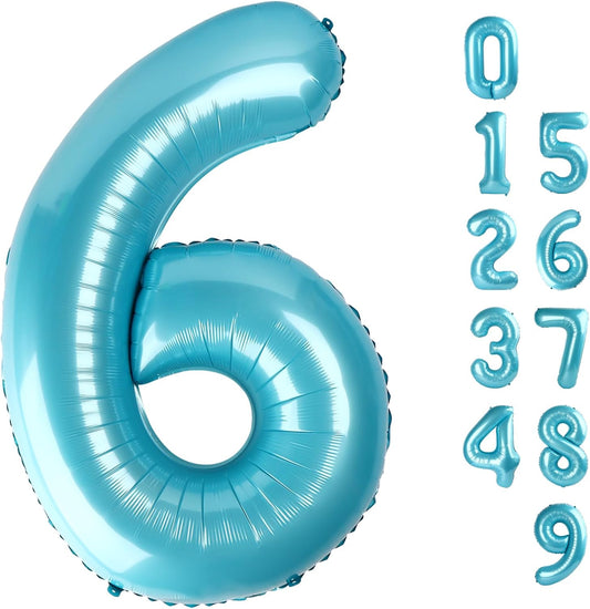 Number 6 Balloon - 40 Inch Pastel Blue Birthday Decoration for Men & Women | Perfect for 6th Birthday Celebrations