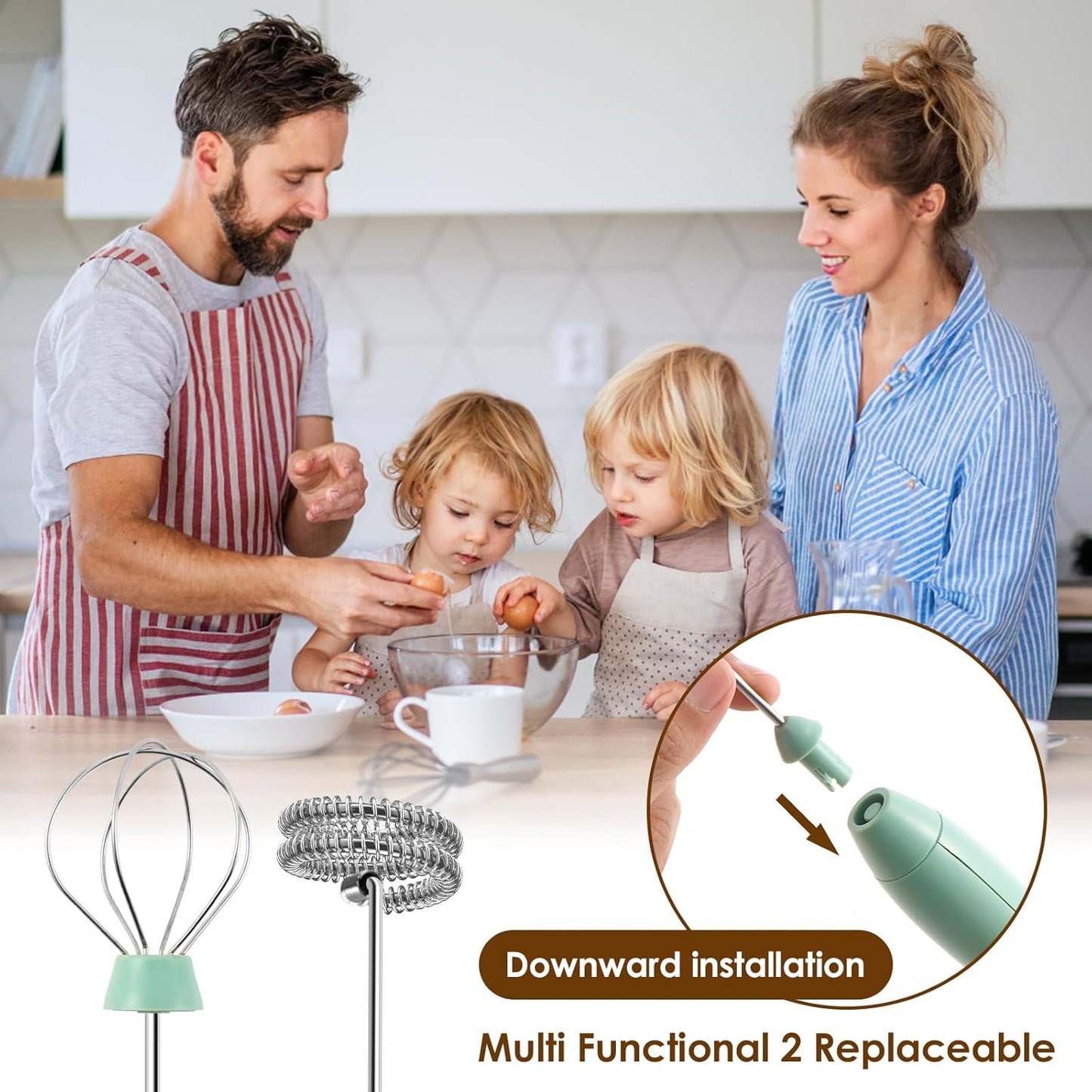 Skiennix Handheld Milk Frother - Rechargeable Electric Foam Maker for Lattes & Cappuccinos