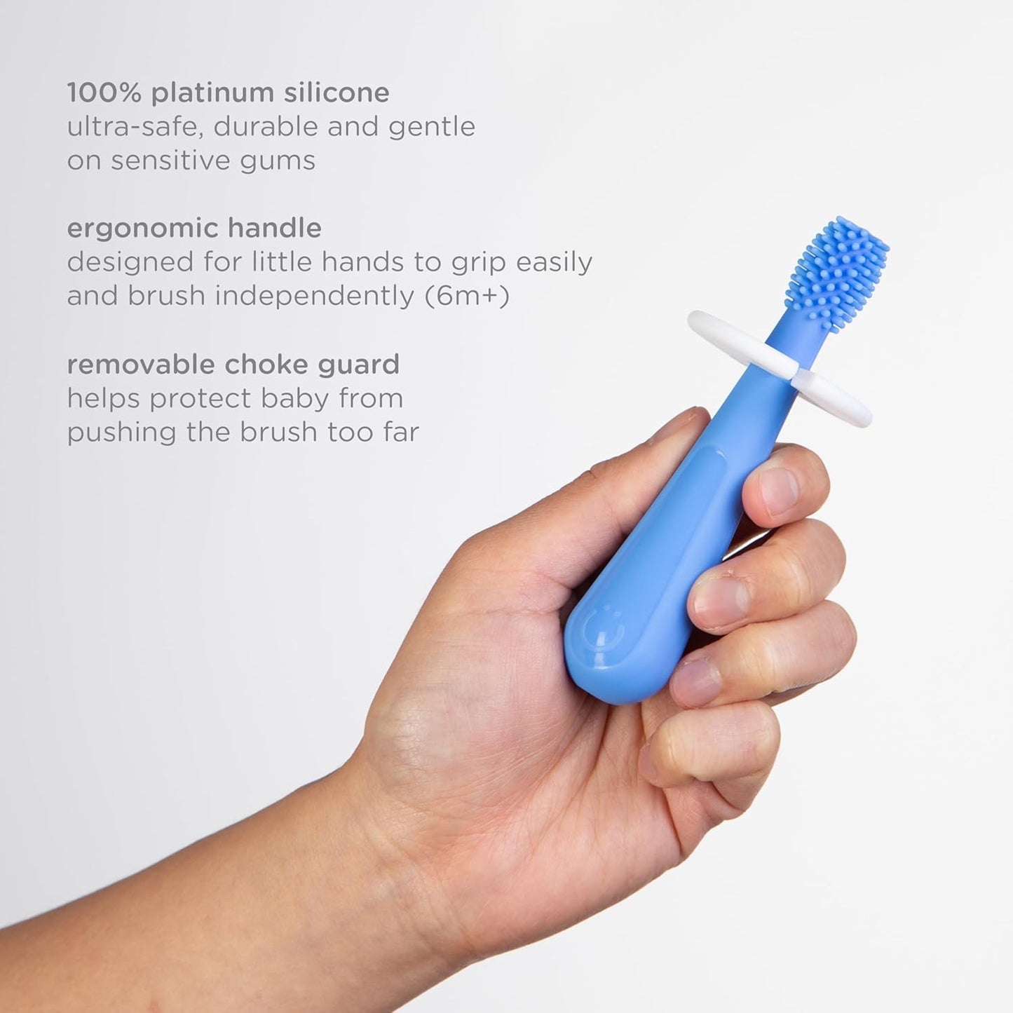 Ubbi Grow With Me Toothbrush Training Set - 360° Food-Grade Silicone & Soft Bristles | Polaris Blue & Zest Green