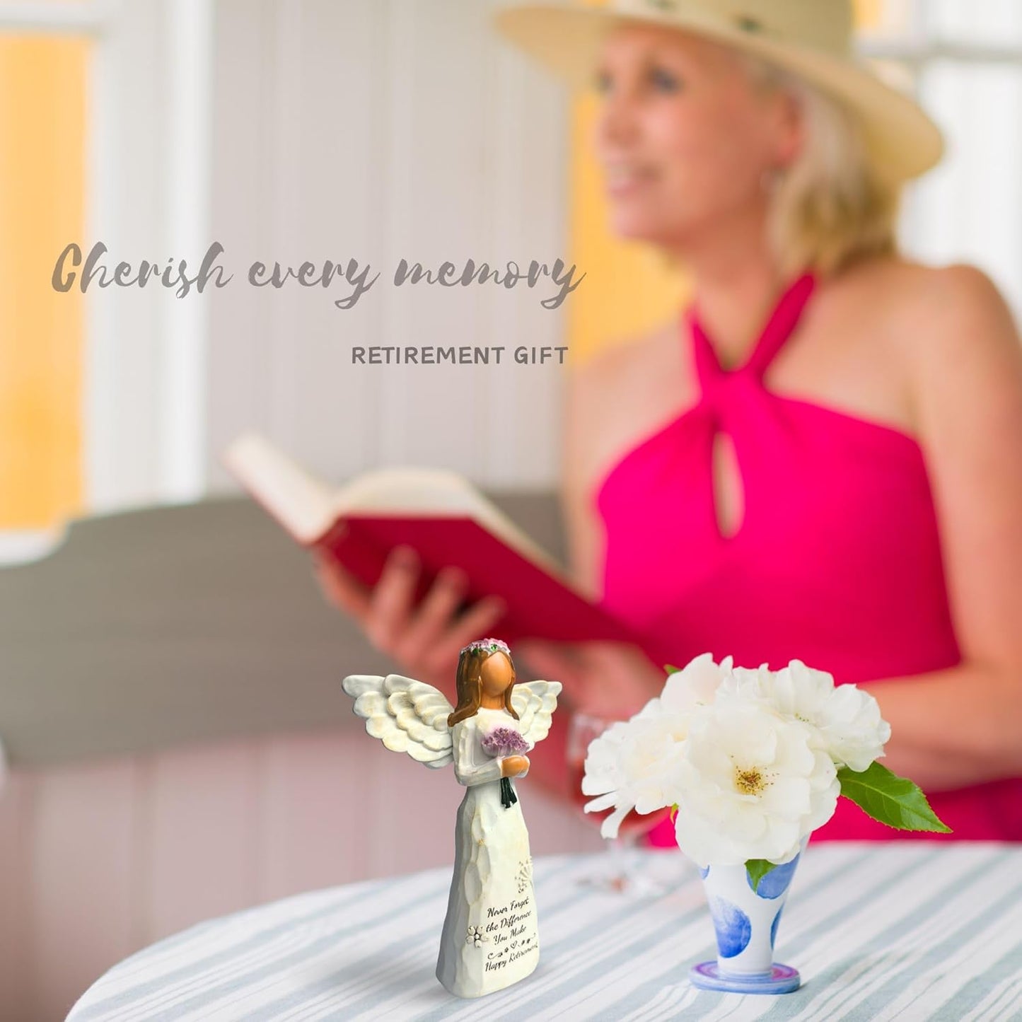 Skiennix Angel Figurine - 5.5” Retirement Gift with Card | Perfect for Coworkers & Friends (Purple)