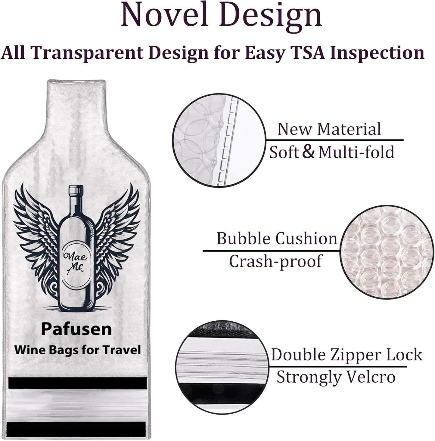 Pafusen 2 Set Wine Bags for Travel, Reusable Wine Bottle Travel Protector Bags, Leak Proof Protective Bottle Bags Sleeves Airplane Cruise Car, Wine Bottles Protector Sleeve