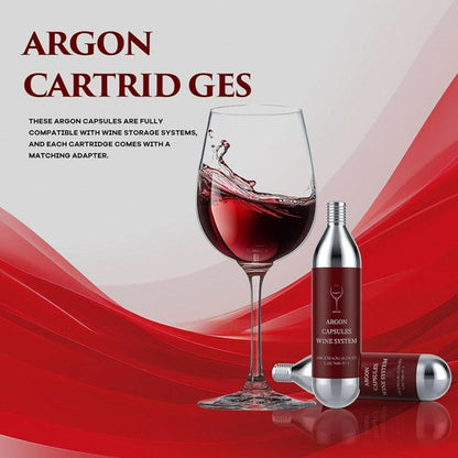 6 Pack Argon Gas Capsules Compatible with Wine Preservation Systems,Plastic, Cyclindrical Bottle Stopper for Wine Preservation,Silver