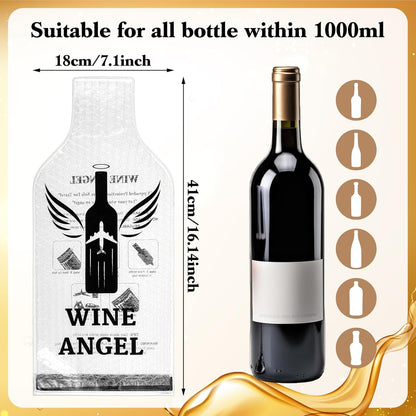 Reusable Wine Protector Travel Bag (6-pack) - Unbreakable Bottle Shipping Sleeve, Leak Proof & Double Layer Wine Bubble Wrap Sleeve, Travel Wine Bags for Suitcase Luggage