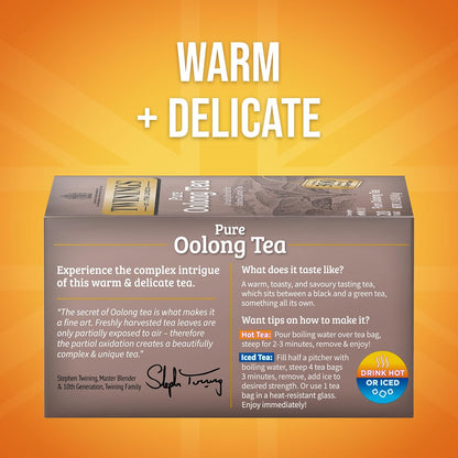 Twinings of London Oolong Tea Bags - Pure Flavor, 20 Count | Pack of 6 for Tea Lovers