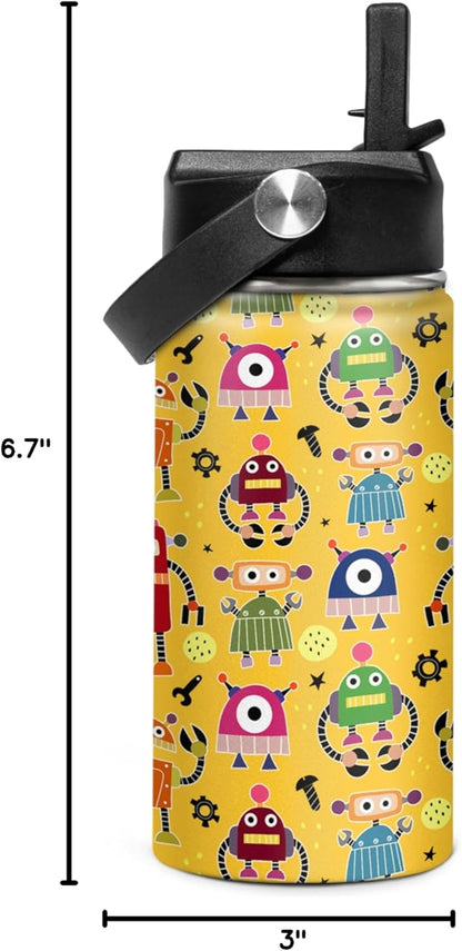 Skiennix Kids Water Bottle - Insulated 12oz Stainless Steel Tumbler with Straw | Perfect for School & Travel