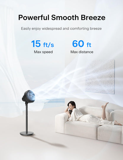 PELONIS 7-Inch Pedestal Air Circulator, Oscillation Fan, 3 Speeds, Adjustable Height (Tabletop/Standing Fan), 75°+90° Oscillation, 5-Blade Quiet Pedestal Fan for Bedroom, Office, Home