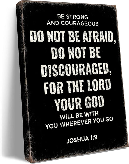Be Strong and Courageous | Joshua 1:9 Bible Verse Canvas Wall Art - Inspirational Christian Decor for Home & Prayer Room