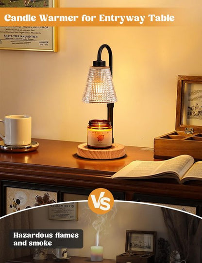 Innqoo Rustic Candle Warmer Lamp with Timer, Dimmable Candle Warmer for Jar Candles, Height Adjustable Wax Melts Warmer, Birthday Gifts for Women Mom, House Warming Gifts New Home Decor