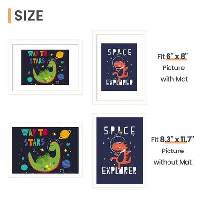 upsimples A4 Picture Frame, Display Pictures 6x8 with Mat or 8.3 x 11.7 Without, Wall Hanging Photo Frames, White, 1 Pack
