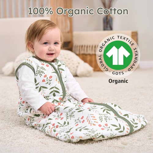 Yoofoss Baby Sleep Sack 18-24 Months, 1.5 Tog Baby Wearable Blanket with 2-Way Zipper, 100% Cotton Organic Fabric Winter Infant Sleeping Sack, Warm Soft Comfy