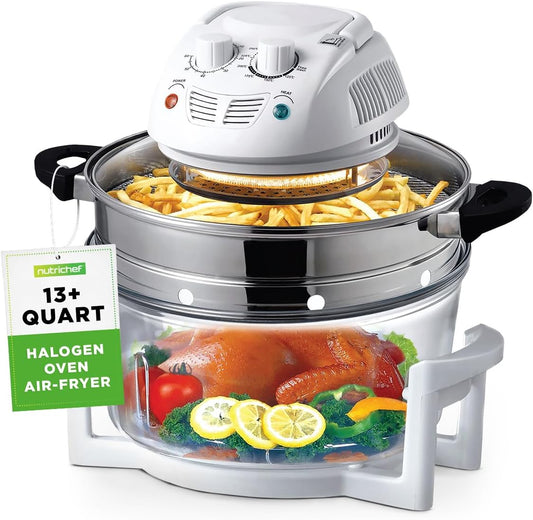 NutriChef Air Fryer - 13 Quart Infrared Convection Halogen Oven | Quick & Healthy Cooking in White