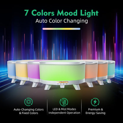 Skiennix Essential Oil Diffuser - 500ML Ultrasonic Humidifier with Remote, 20-Hour Aromatherapy & 7 Color Lights