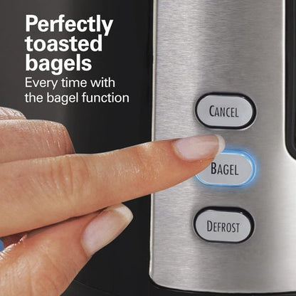 Hamilton Beach 2-Slice Toaster - Extra Wide Slots, Bagel & Defrost Settings, Black & Stainless Steel
