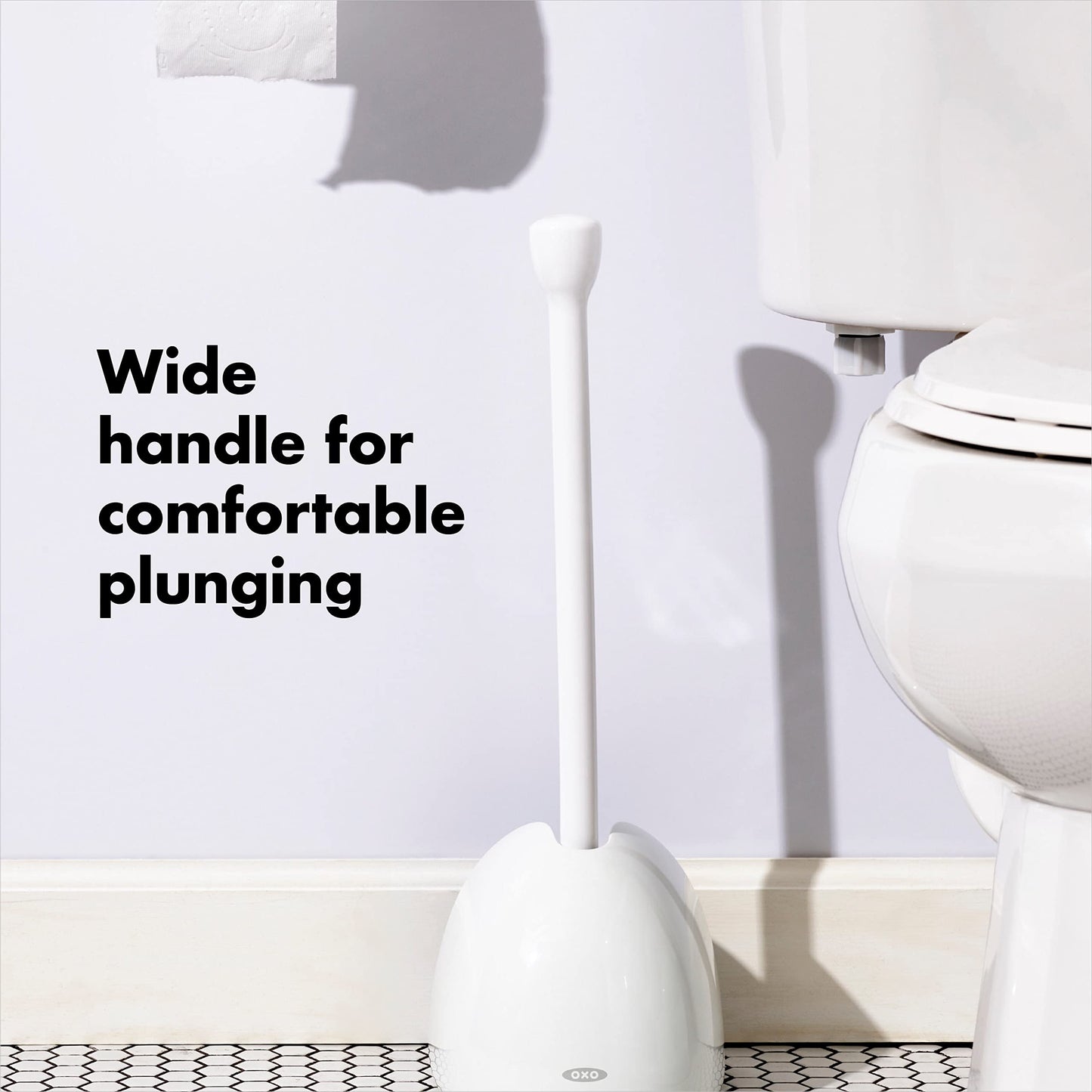 OXO Good Grips Toilet Plunger with Cover, White
