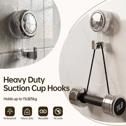 Heavy Duty Suction Cup Hooks by [Brand Name] - Strong Waterproof Hangers for Wreaths, Showers & Glass Doors