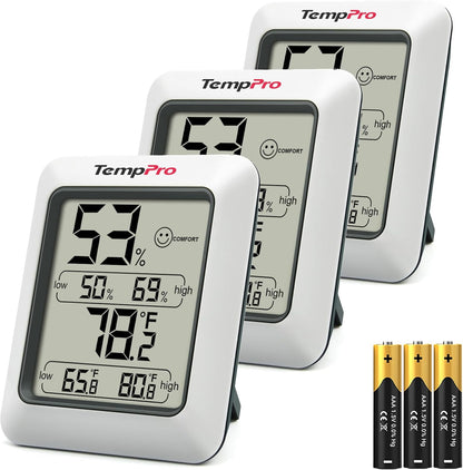 TempPro TP50 Digital Hygrometer - Accurate Indoor Thermometer & Humidity Gauge | 3-Piece Set