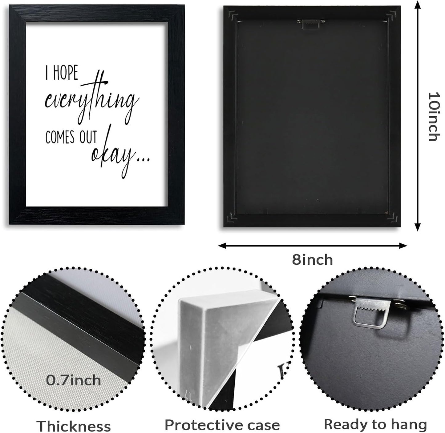 Pigort Funny Bathroom Sign - Black and White Wall Art | Humorous Toilet Decor for Guest Room, 8x10 Inch