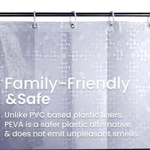 LiBa PEVA Shower Curtain Liner with 12 Plastic Rings, 8G Waterproof Shower Liner, 72x72 Inch Clear Shower Curtain with Magnets, Weighted Bathroom, 3D Clear Bubbles Pattern