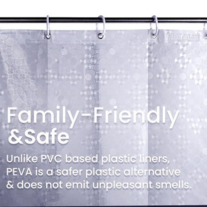 LiBa PEVA Shower Curtain Liner with 12 Plastic Rings, 8G Waterproof Shower Liner, 72x72 Inch Clear Shower Curtain with Magnets, Weighted Bathroom, 3D Clear Bubbles Pattern