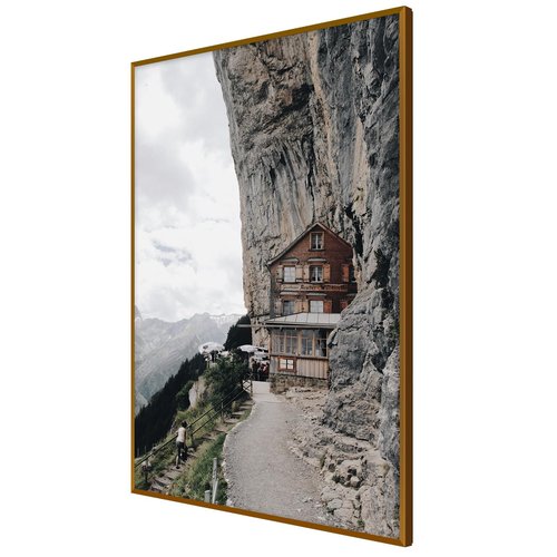 Frametory, A1 Aluminum Poster Frames, Acrylic Front, Thin Metal Picture Frame for 23.4x33.1 Photos, Horizontal/Vertical Wall Mount (1 Pack, Bronze)