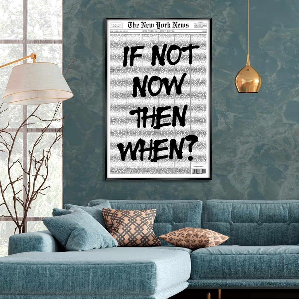 Positive Affirming Quotes Poster - Black and White Retro Wall Art for Bedroom | 24x36 Inch Unframed