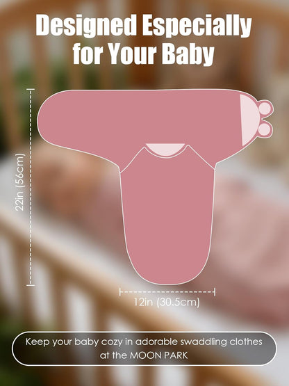 Skiennix Newborn Swaddle Blanket Wrap - Adjustable 100% Cotton Sleep Sack for Infants 0-3 Months | Soft Breathable Bedding in Dusty Rose, Pearl & Mauve (3-Pack)