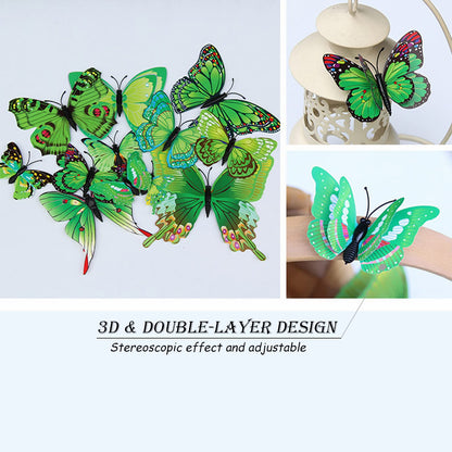 OPSEAM Butterfly Wall Decor 24/48 PCS, 3D Butterflies Stickers for Party Decorations with Magnets (Green, 48)