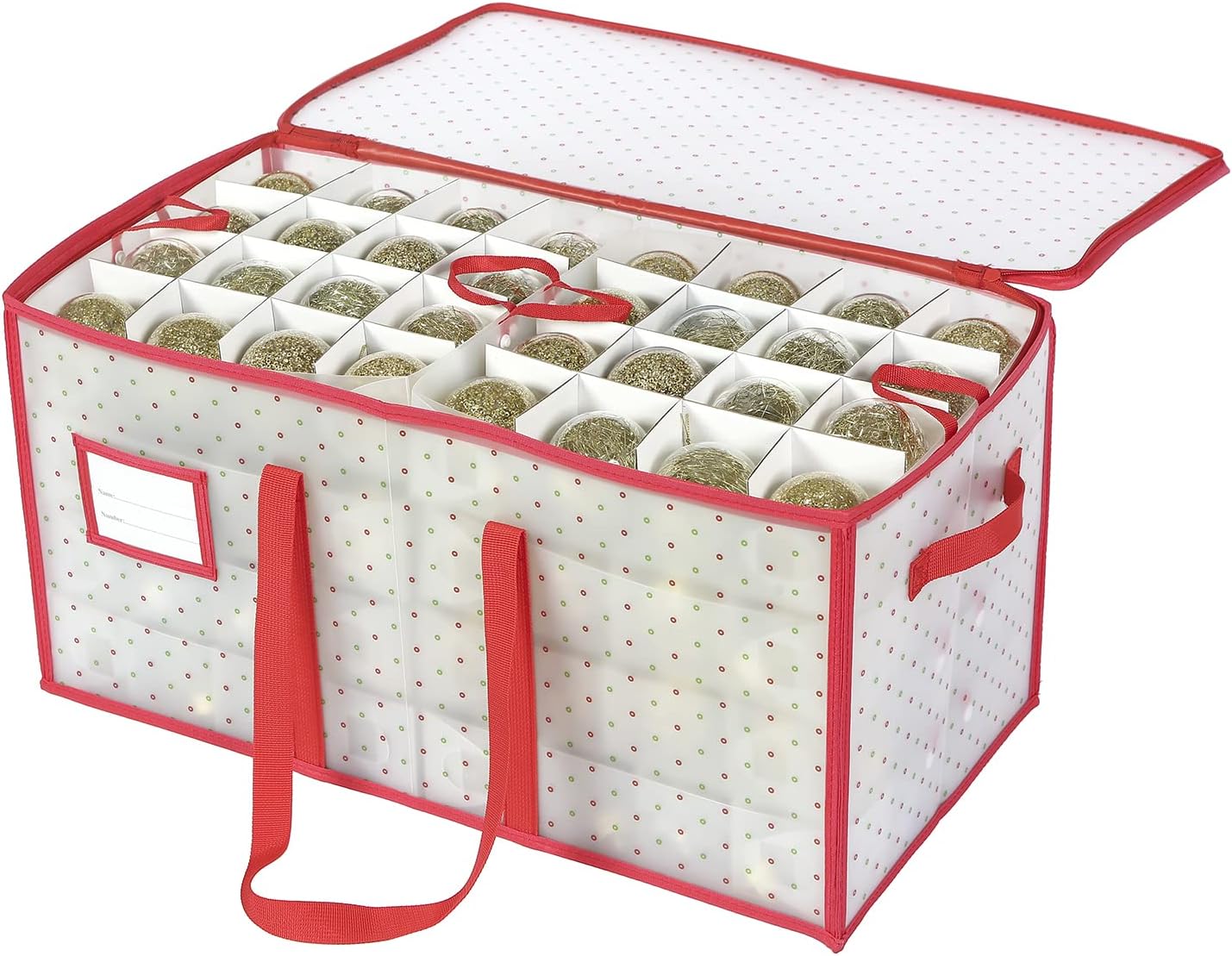 Sattiyrch Christmas Ornament Storage Box - Durable Dust-Proof Organizer with Customizable Dividers | Holds 128 x 3-Inch Ornaments