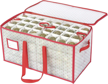 Sattiyrch Christmas Ornament Storage Box - Durable Dust-Proof Organizer with Customizable Dividers | Holds 128 x 3-Inch Ornaments